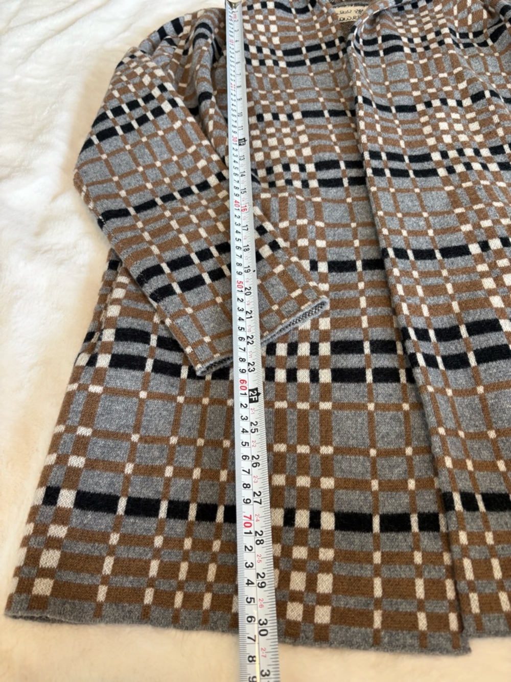 Anthropologie Wool Sweater Coat Hooded Plaid Coatigan Boho Cardigan Jacket chic - Picture 2 of 13